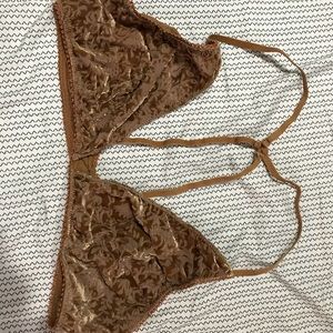 Burnt yellow velvet bralette from free people